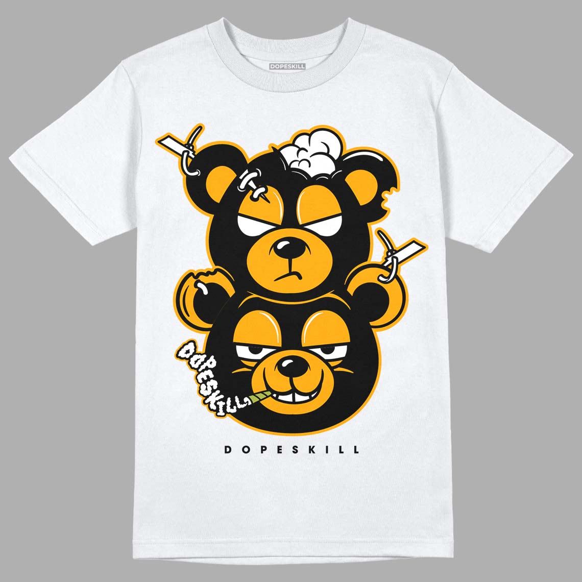 Black Taxi 12s DopeSkill T-Shirt New Double Bear Graphic - White 