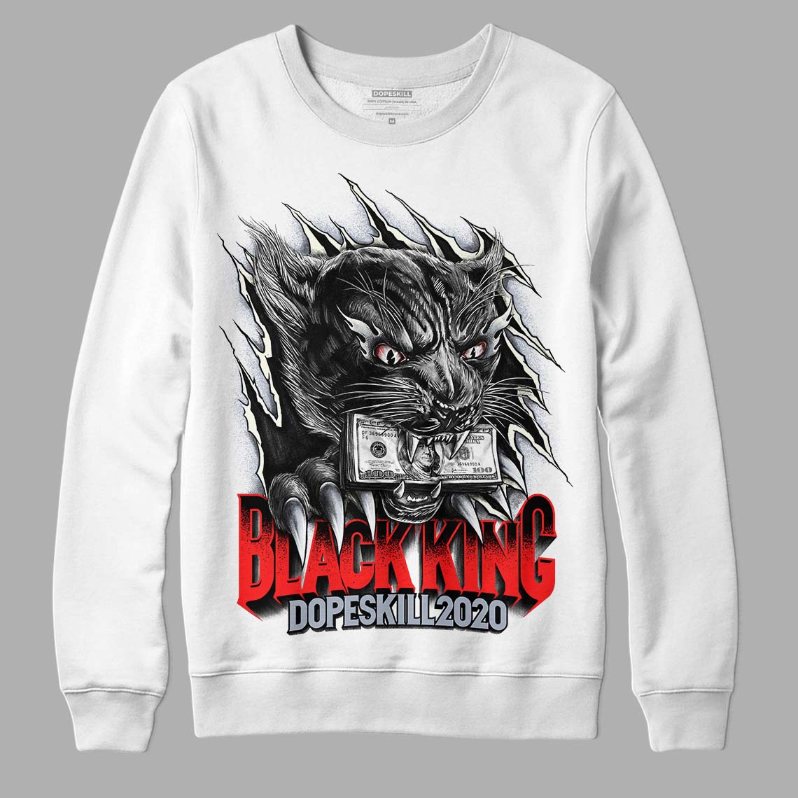 Jordan 3 Retro White Cement Reimagined DopeSkill Sweatshirt Black King Graphic Streetwear - White