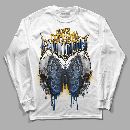 Dunk Blue Jay and University Gold DopeSkill Long Sleeve T-Shirt DopeSkill Evolution Graphic Streetwear - White