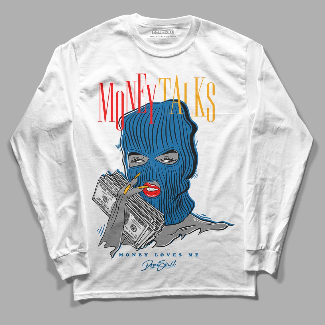 Messy Room 4S DopeSkill Long Sleeve T-Shirt Money Talks Graphic - White