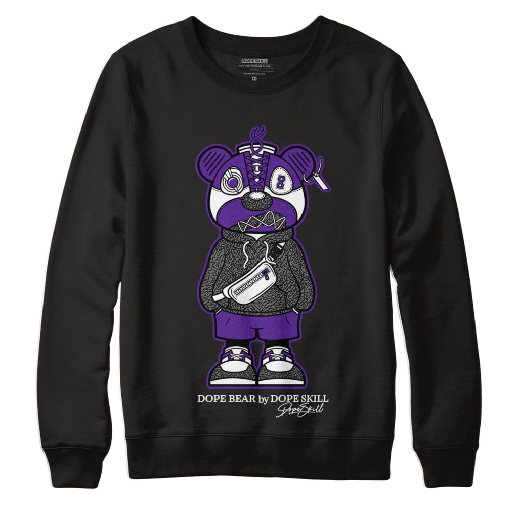 Jordan 3 Dark Iris DopeSkill Sweatshirt Sneaker Bear Graphic - Black 