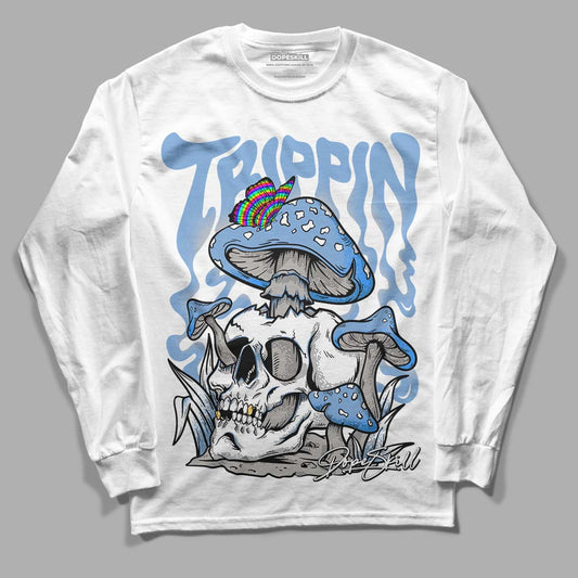 Jordan 5 Retro University Blue DopeSkill Long Sleeve T-Shirt Trippin Graphic Streetwear - White