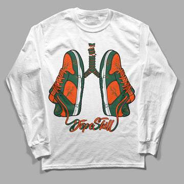 Dunk Low Team Dark Green Orange DopeSkill Long Sleeve T-Shirt Breathe Graphic - White