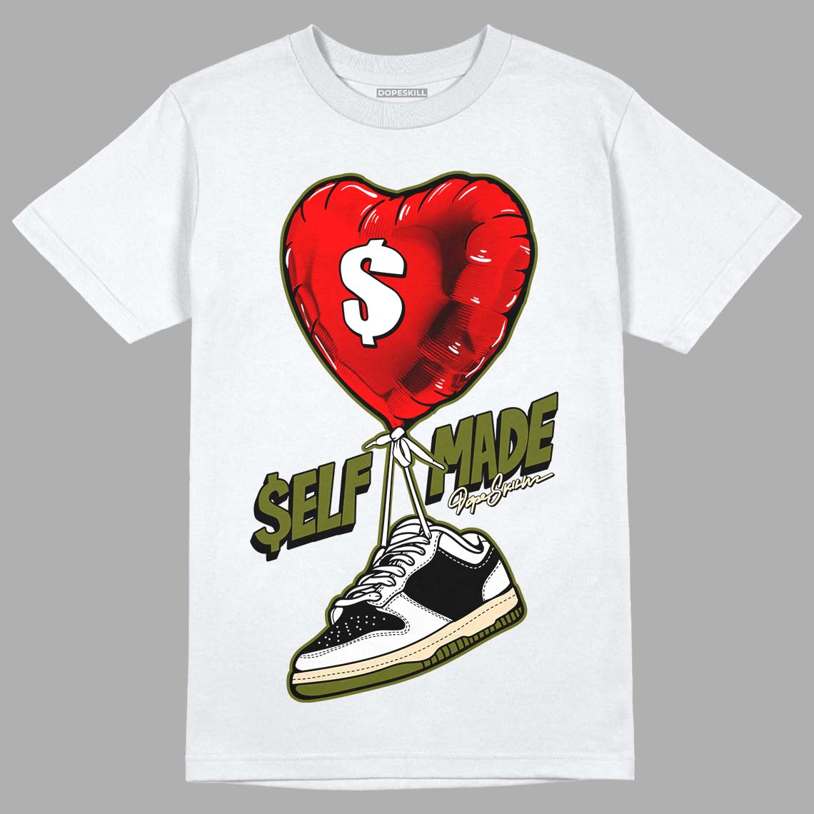 Travis Scott x Jordan 1 Low OG “Olive” DopeSkill T-Shirt Self Made Graphic Streetwear - White