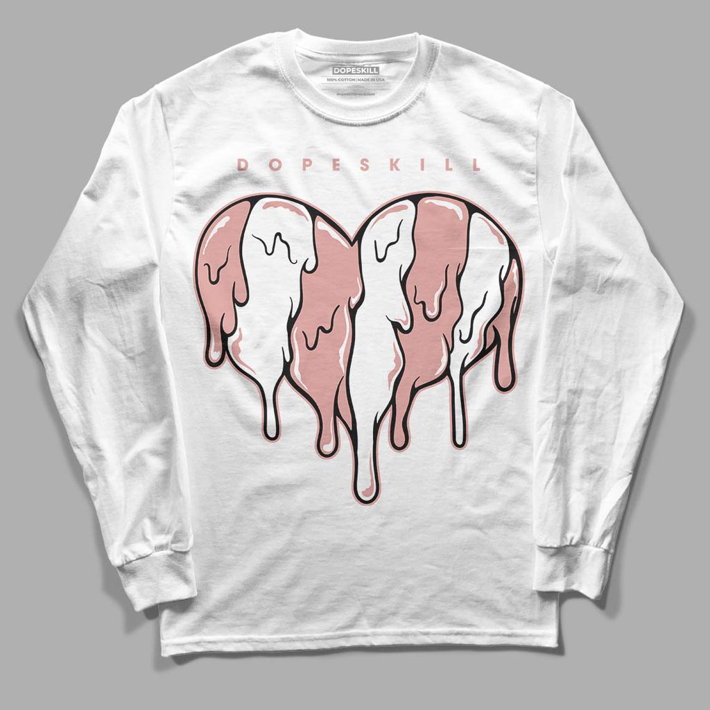 Rose Whisper Dunk Low DopeSkill Long Sleeve T-Shirt Slime Drip Heart Graphic - White