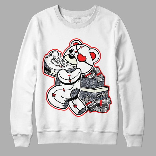 Jordan 3 Retro White Cement Reimagined DopeSkill Sweatshirt Bear Steals Sneaker Graphic Streetwear - White