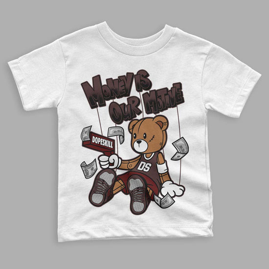 Jordan 12 x A Ma Maniére DopeSkill Toddler Kids T-shirt Money Is Our Motive Bear Graphic Streetwear - White 