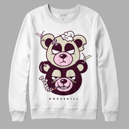 Dunk Low Night Maroon and Medium Soft Pink DopeSkill Sweatshirt New Double Bear Graphic Streetwear - White 