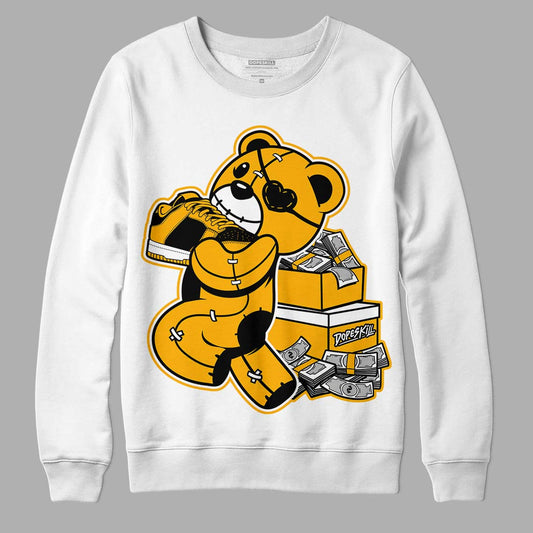 Goldenrod Dunk DopeSkill Sweatshirt Bear Steals Sneaker Graphic - White 