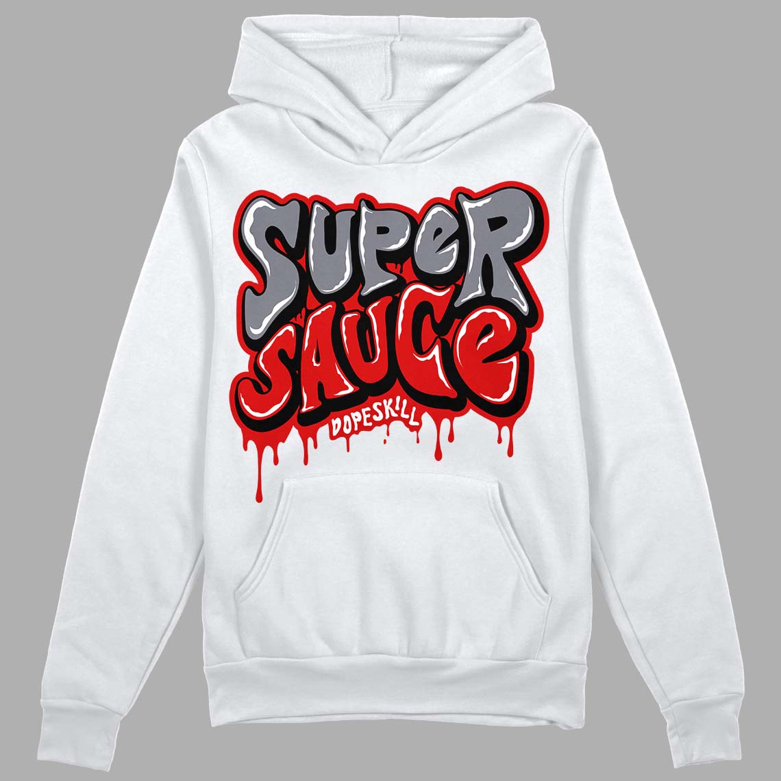 Gym Red 9s DopeSkill Hoodie Sweatshirt Super Sauce Graphic - White 