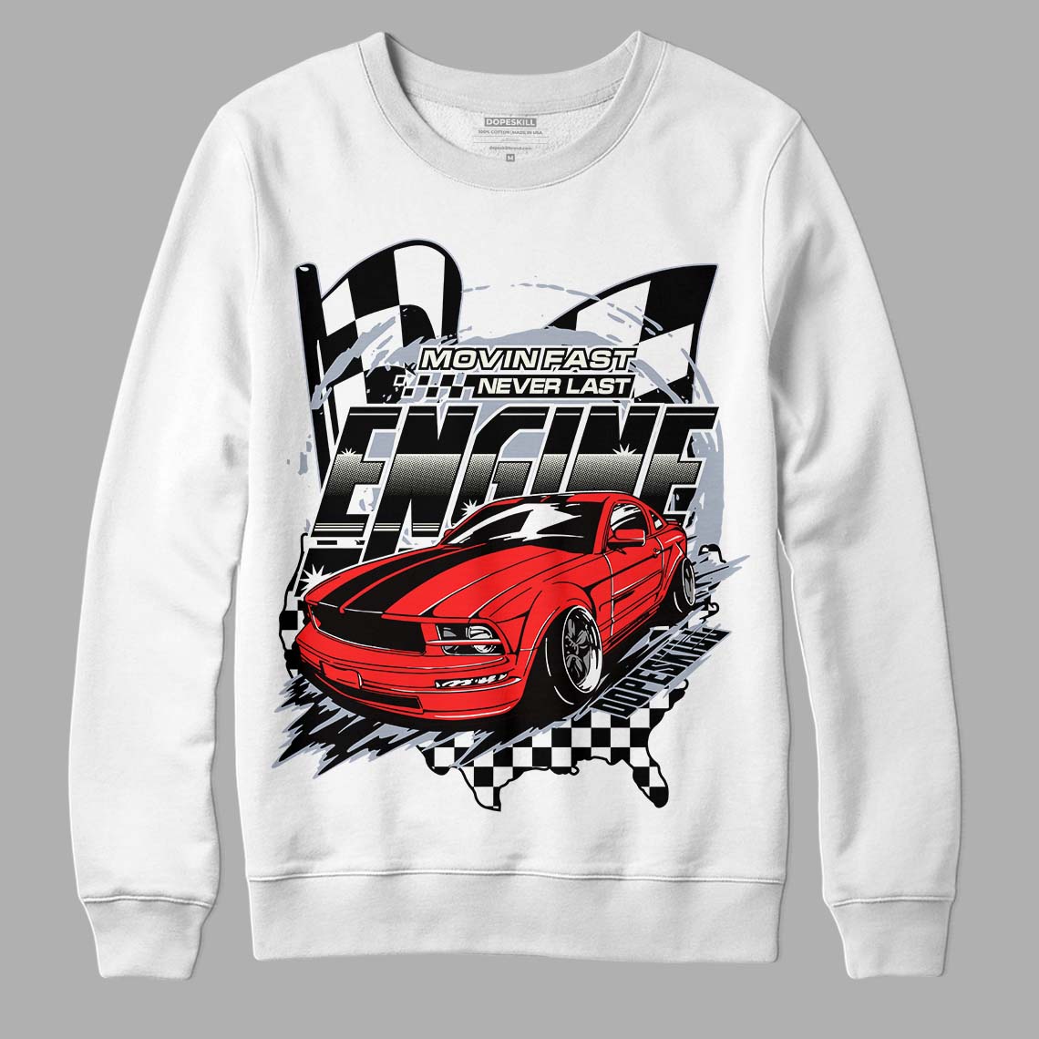 Jordan 3 Retro White Cement Reimagined DopeSkill Sweatshirt ENGINE Tshirt Graphic Streetwear - White