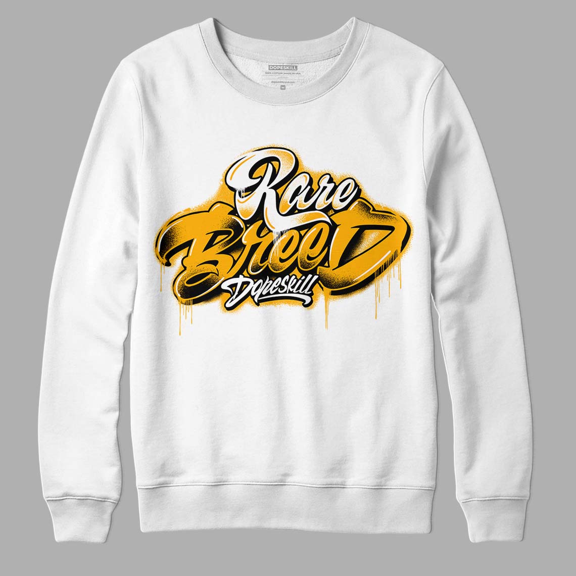 Goldenrod Dunk DopeSkill Sweatshirt Rare Breed Type Graphic - White