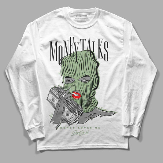 Jordan 4 Retro “Seafoam” DopeSkill Long Sleeve T-Shirt Money Talks Graphic Streetwear  - White 