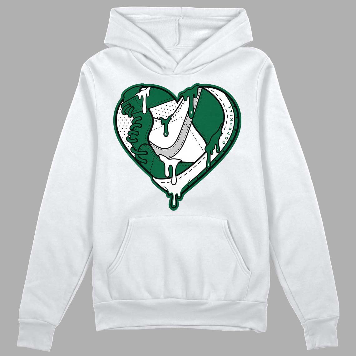 Gorge Green 1s DopeSkill Hoodie Sweatshirt Heart Jordan 1 Graphic - White 
