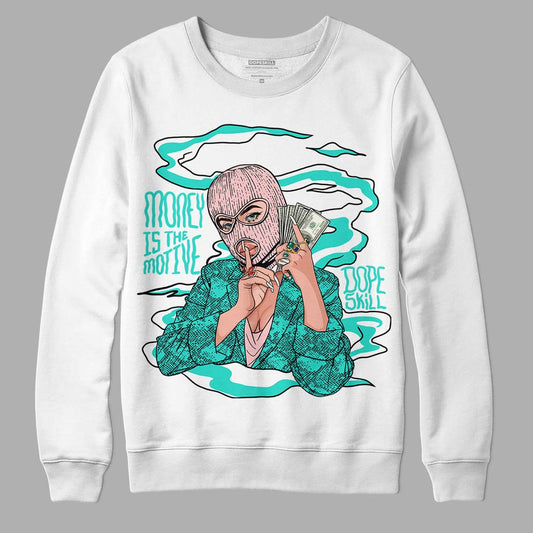 Green Snakeskin Dunk Low DopeSkill Sweatshirt Money Is The Motive Graphic - White