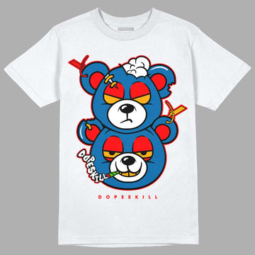 Messy Room 4s DopeSkill T-Shirt New Double Bear Graphic - White