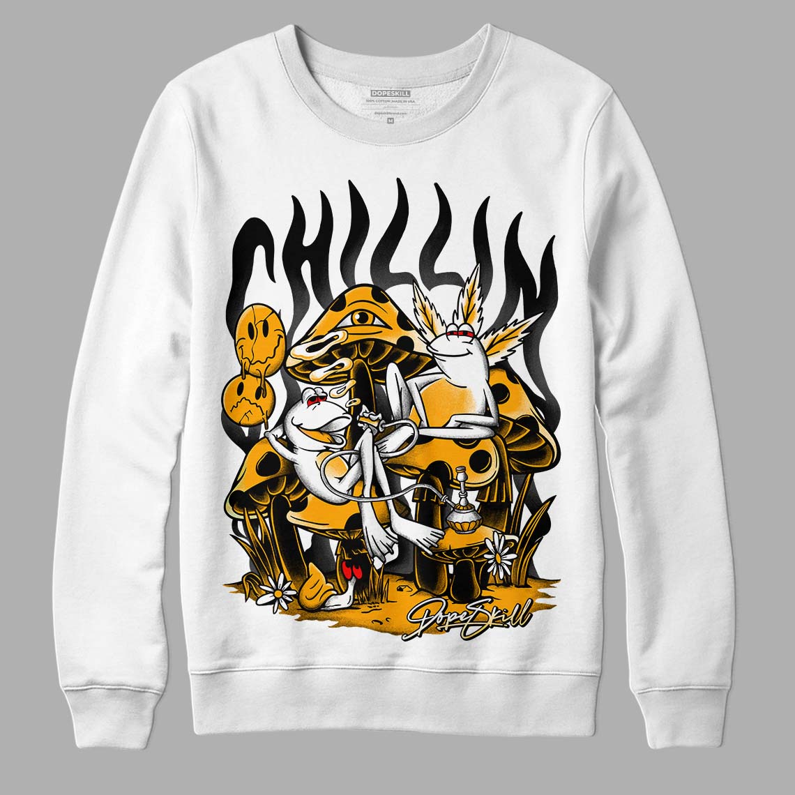 Black Taxi 12s DopeSkill Sweatshirt Chillin Graphic - White 