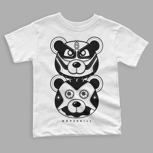 Panda White Black Dunk Low DopeSkill Toddler Kids T-shirt Leather Bear Graphic - White 