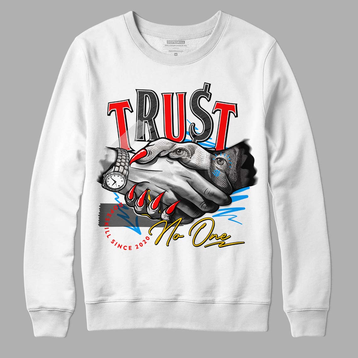 Fruity Pebbles Dunks DopeSkill Sweatshirt Trust No One Graphic - White