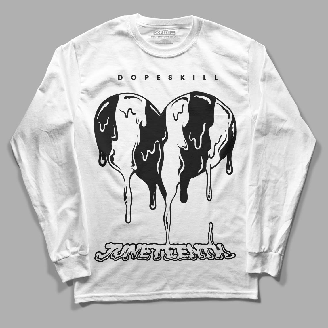 Jordan 1 High 85 Black White DopeSkill Long Sleeve T-Shirt Juneteenth Heart Graphic Streetwear  - White 