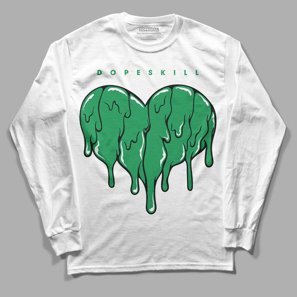 Jordan 6 Rings "Lucky Green" DopeSkill Long Sleeve T-Shirt Slime Drip Heart Graphic Streetwear - White