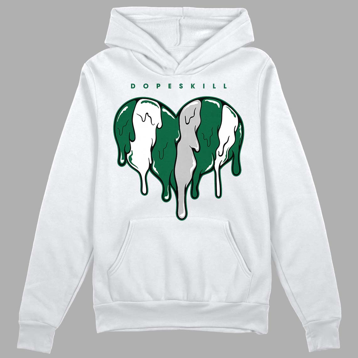 Gorge Green 1s DopeSkill Hoodie Sweatshirt Slime Drip Heart Graphic - White 