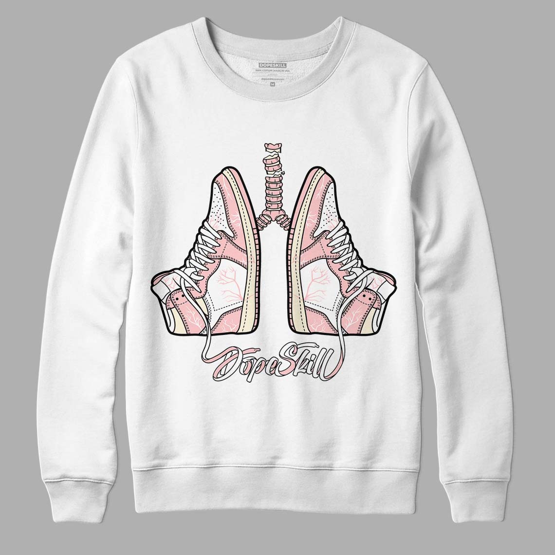 Jordan 1 High OG WMNS Washed Pink DopeSkill Sweatshirt Breathe Graphic Streetwear - White