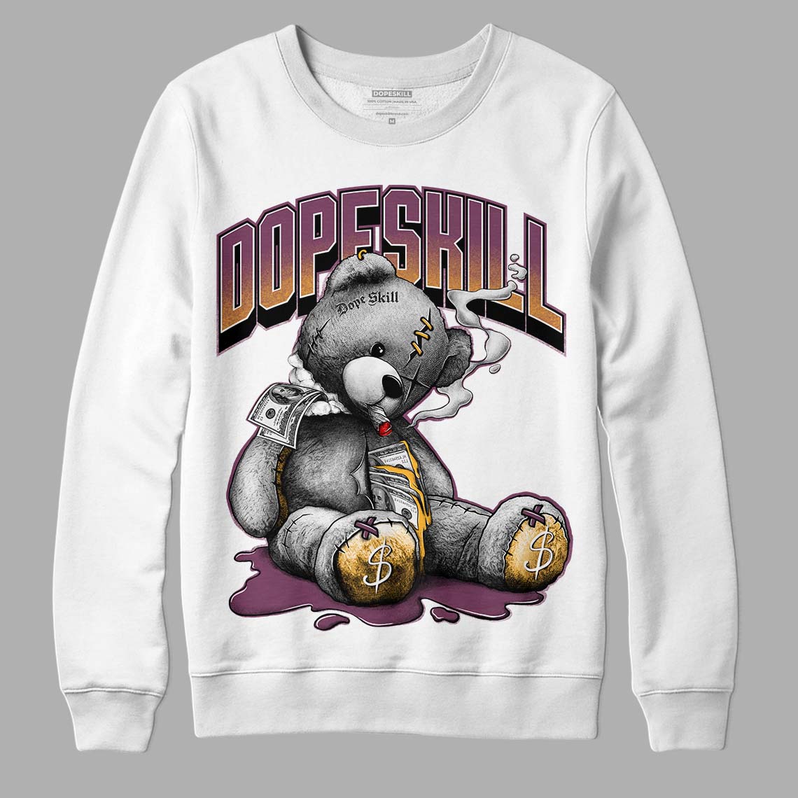 Brotherhood 1s High OG DopeSkill Sweatshirt Sick Bear Graphic - White 