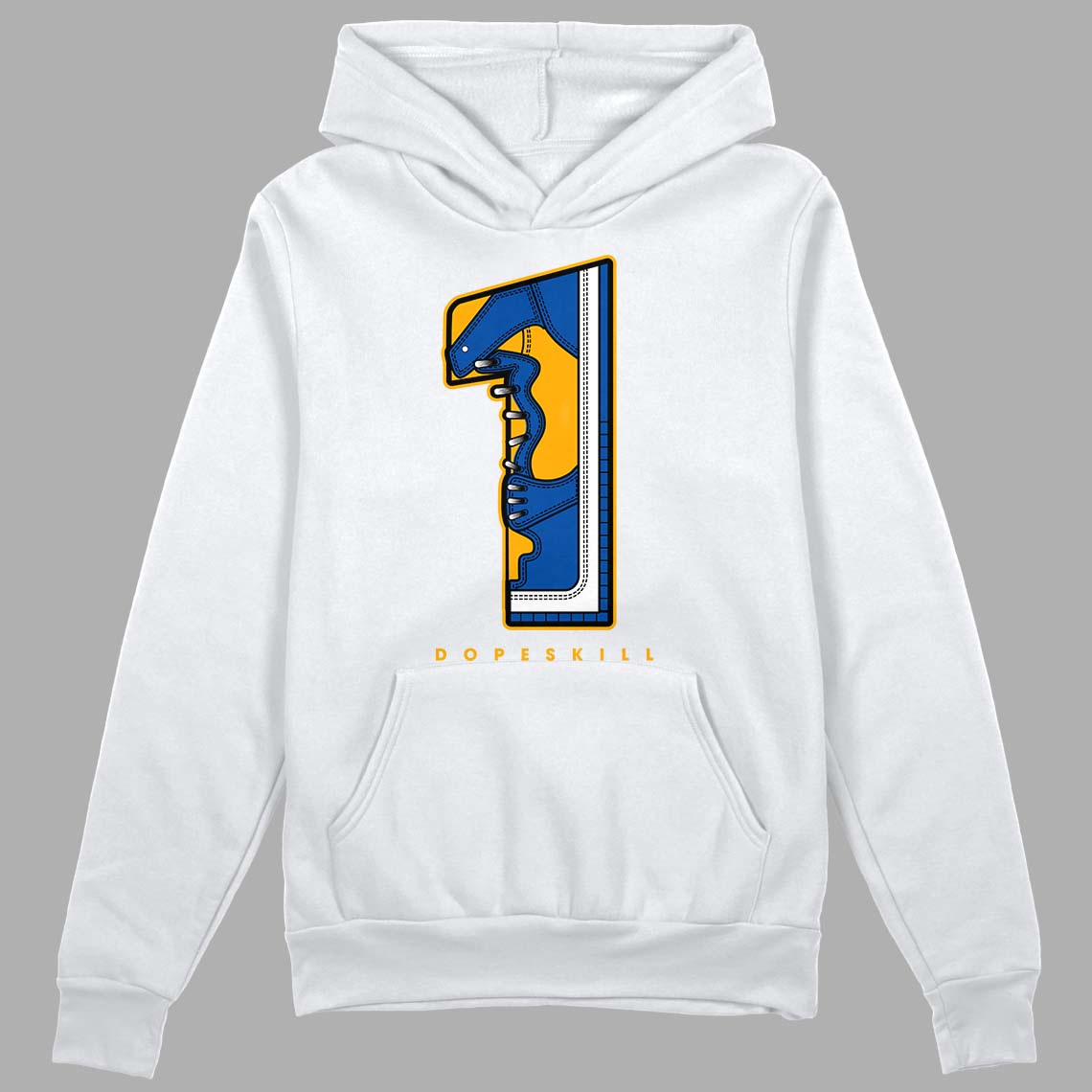 Dunk Blue Jay and University Gold DopeSkill Hoodie Sweatshirt No.1 Graphic Streetwear - White