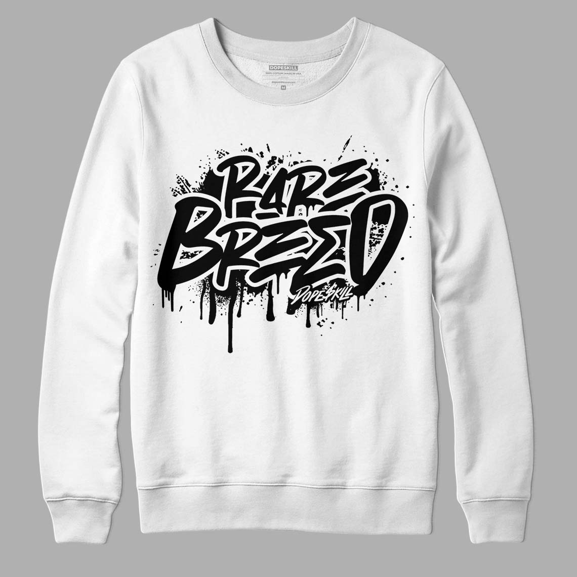 Jordan 1 High 85 Black White DopeSkill Sweatshirt Rare Breed Graphic Streetwear - White 