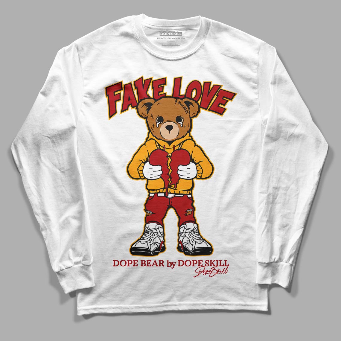 Cardinal 7s DopeSkill Long Sleeve T-Shirt Fake Love Graphic - White 