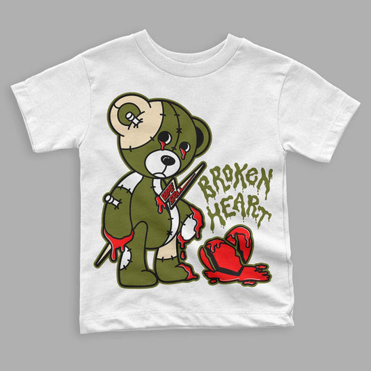 Travis Scott x Jordan 1 Low OG “Olive” DopeSkill Toddler Kids T-shirt Broken Heart Graphic Streetwear - White