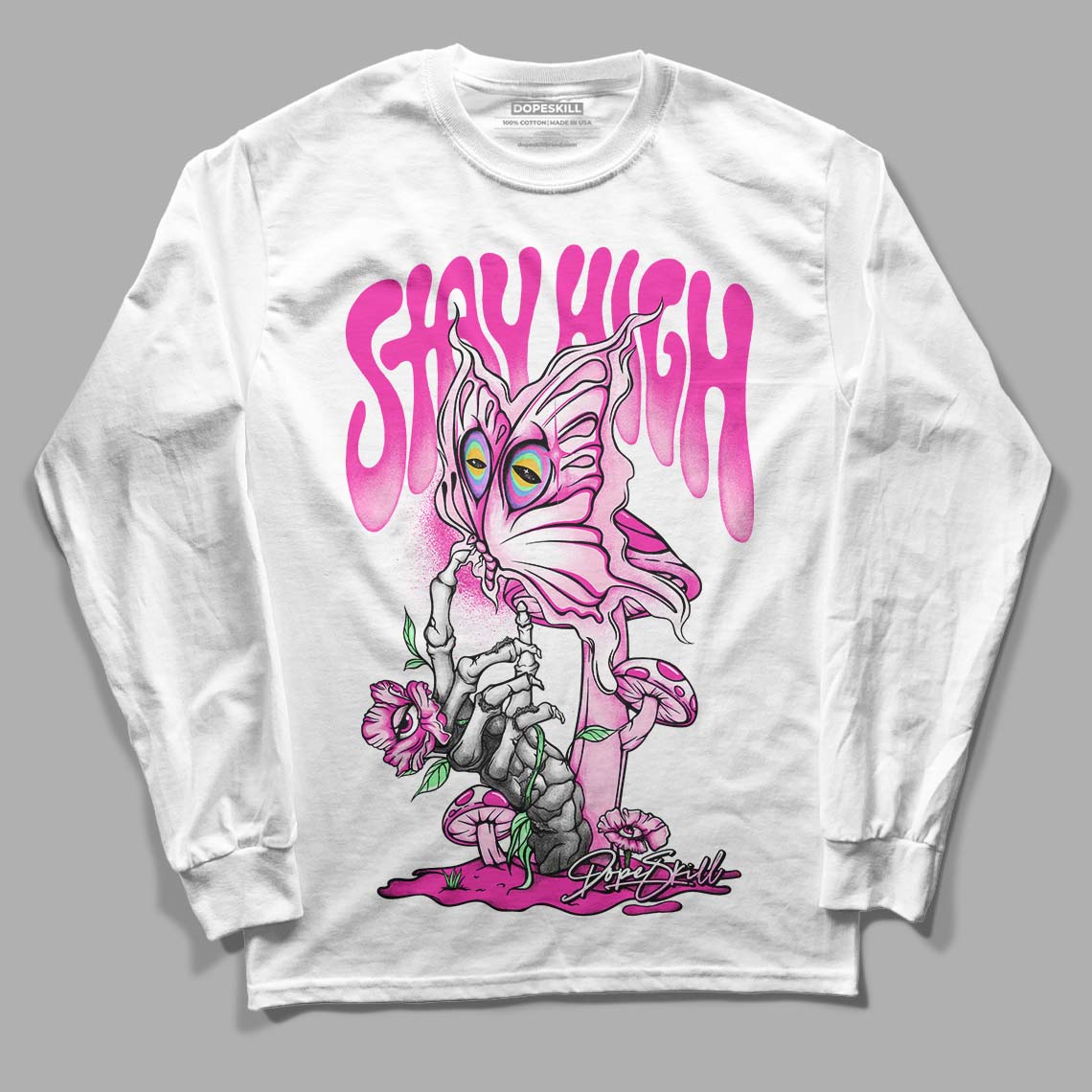 Triple Pink Dunk Low DopeSkill Long Sleeve T-Shirt Stay High Graphic - White 