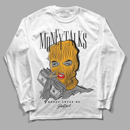 Black Taxi 12s DopeSkill Long Sleeve T-Shirt Money Talks Graphic - White 