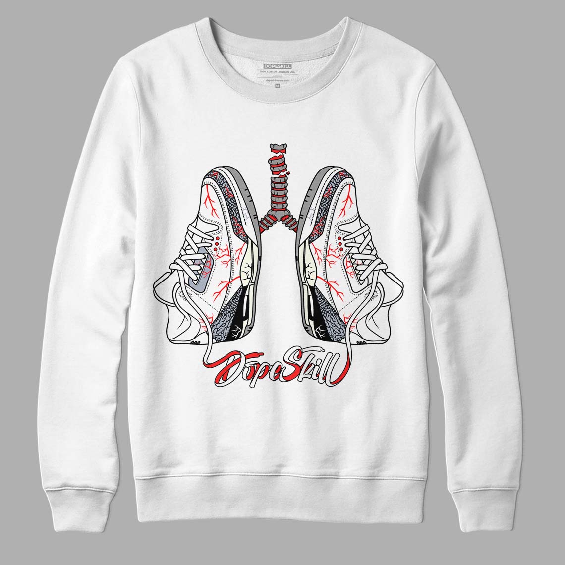 Jordan 3 Retro White Cement Reimagined DopeSkill Sweatshirt Breathe Graphic Streetwear - White