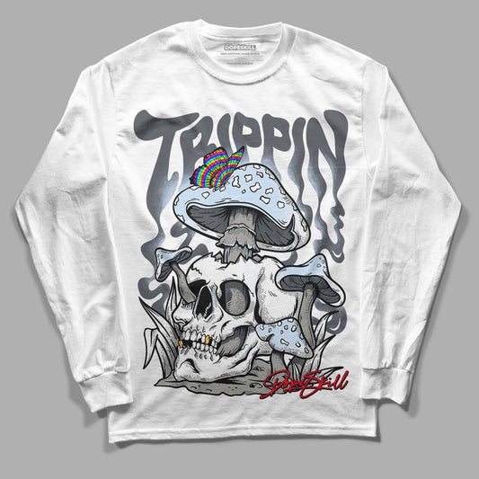 Cool Grey 11s DopeSkill Long Sleeve T-Shirt Trippin Graphic, hiphop tees, grey graphic tees, sneakers match shirt - White