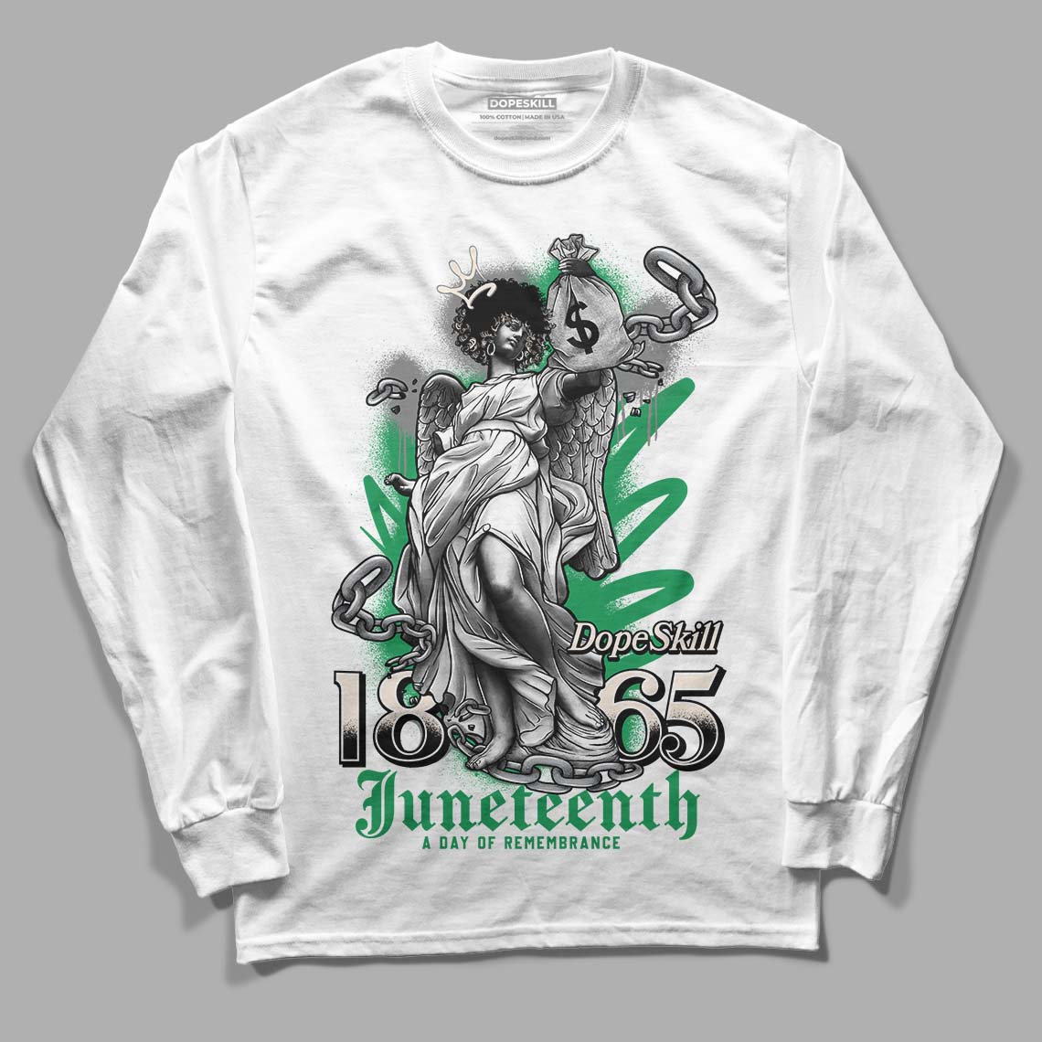 Jordan 2 Retro Lucky Green DopeSkill Long Sleeve T-Shirt Juneteenth  Graphic Streetwear - White 