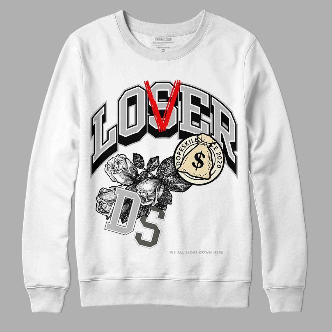 Jordan 4 Retro SE Craft Photon Dust DopeSkill Sweatshirt Loser Lover Graphic Streetwear - White 