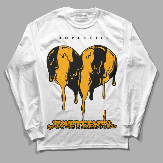 Black Taxi 12s DopeSkill Long Sleeve T-Shirt Juneteenth Heart Graphic - White 