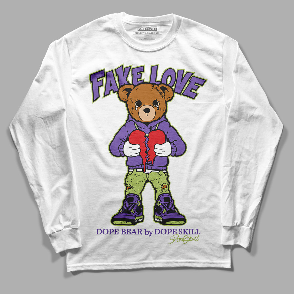 Canyon Purple 4s DopeSkill Long Sleeve T-Shirt Fake Love Graphic - White 