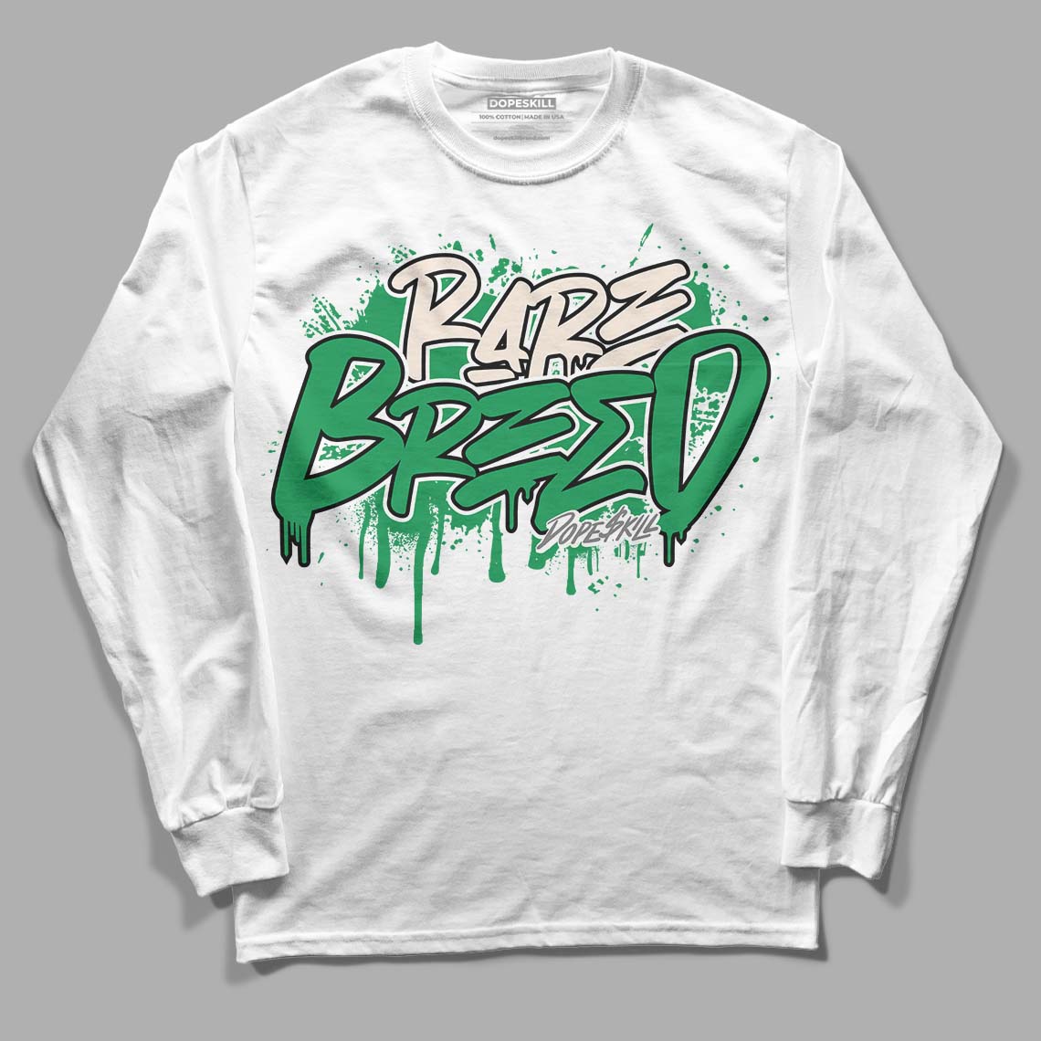 Jordan 2 Retro Lucky Green DopeSkill Long Sleeve T-Shirt Rare Breed Graphic Streetwear - White 