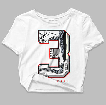 Jordan 3 Retro White Cement Reimagined DopeSkill Women's Crop Top No.3 Graphic Streetwear - White