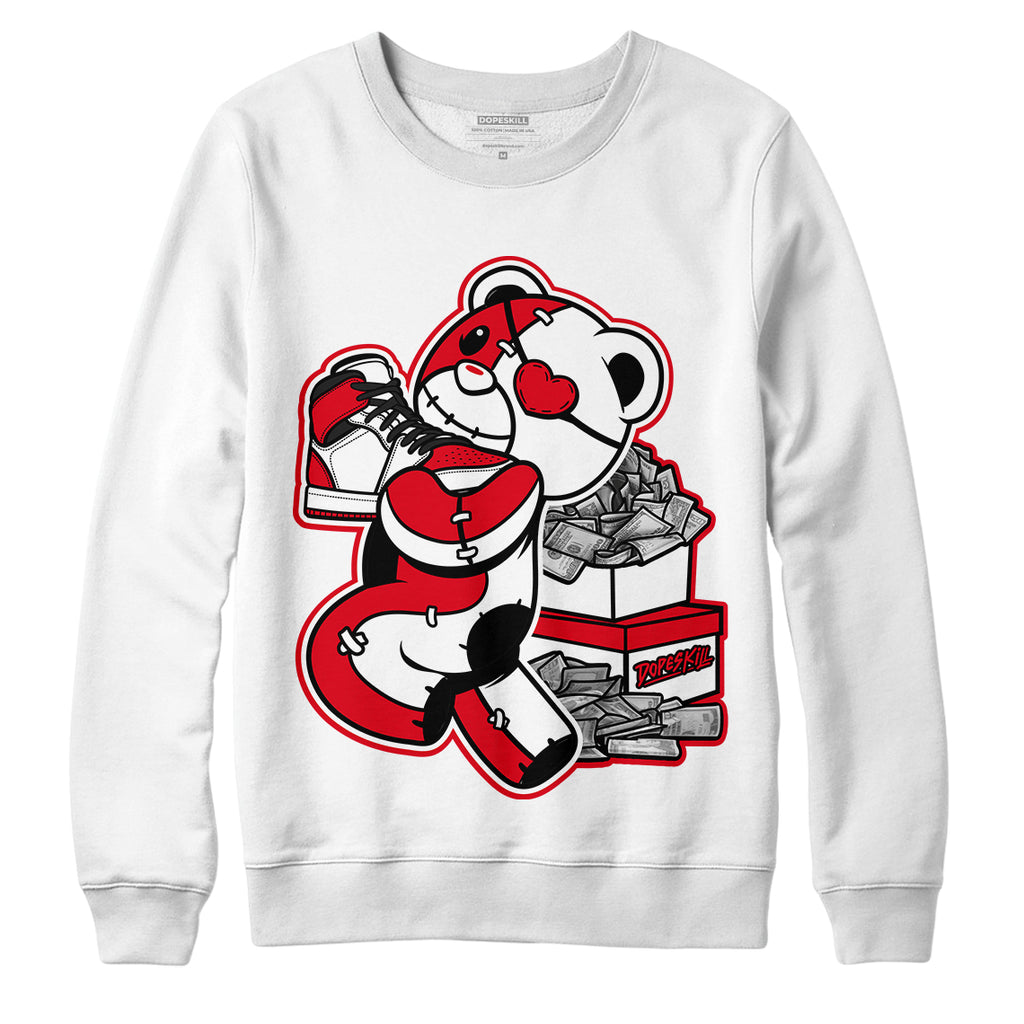 Jordan 1 Heritage DopeSkill Sweatshirt Bear Steals Sneaker Graphic - White