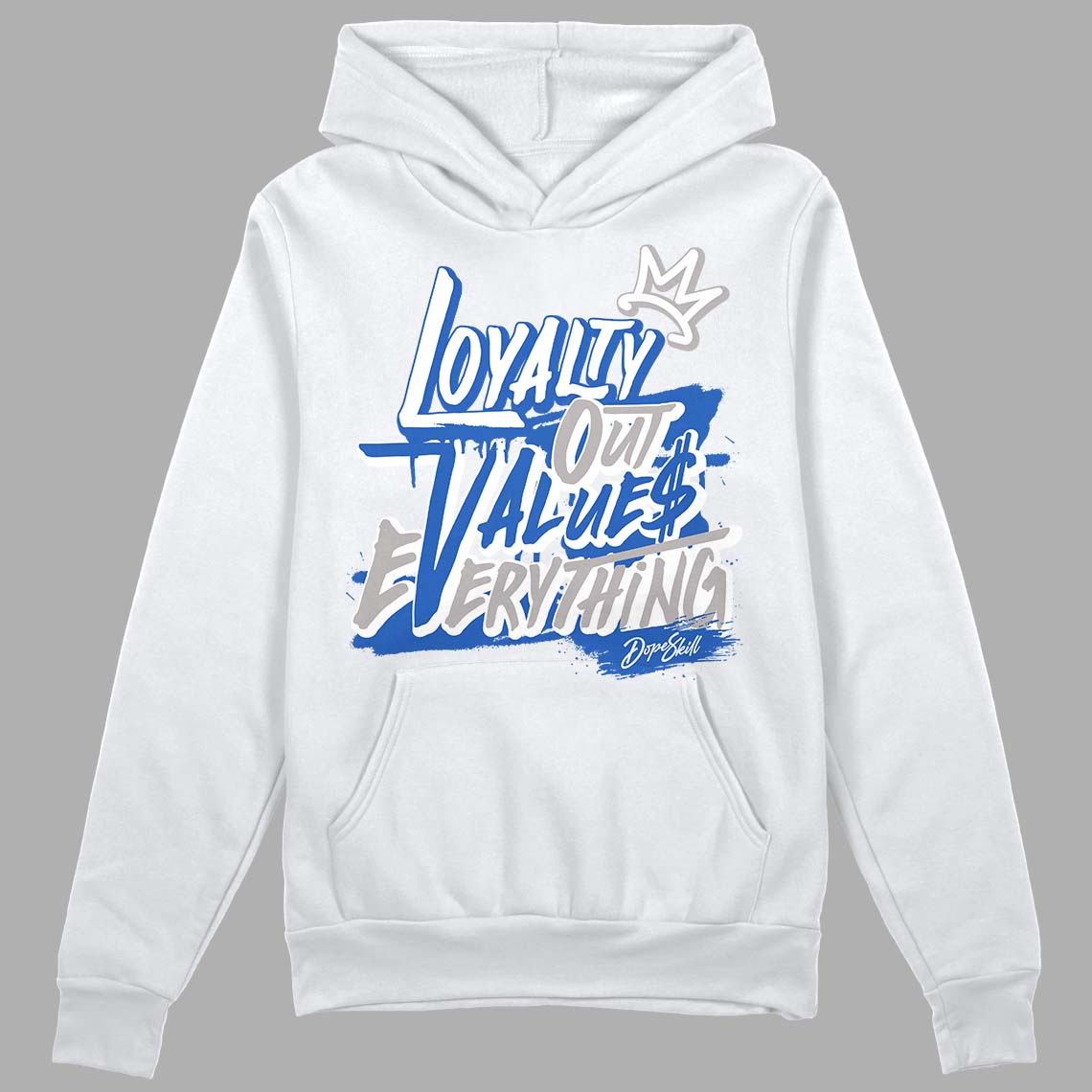 True Blue 1s DopeSkill Hoodie Sweatshirt LOVE Graphic - White