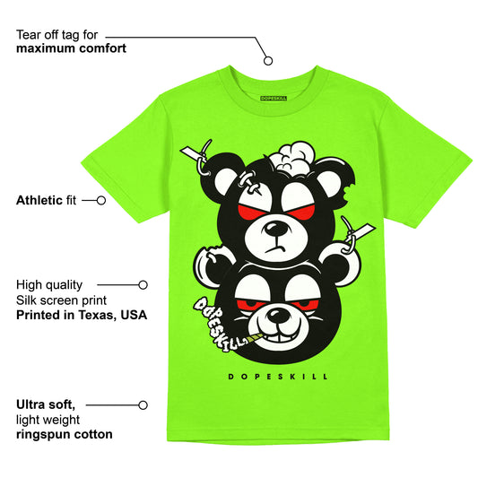 Neon Green Collection DopeSkill Neon Green T-shirt New Double Bear Graphic