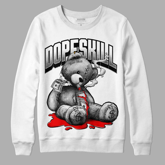 Jordan 1 High 85 Black White DopeSkill Sweatshirt Sick Bear Graphic Streetwear - White 