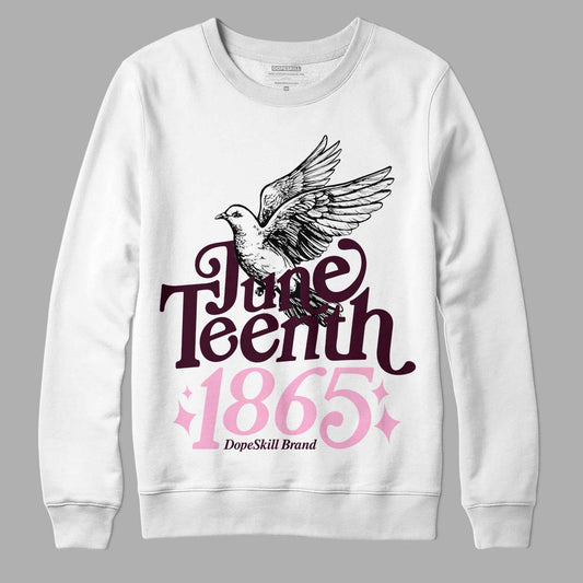 Dunk Low Night Maroon and Medium Soft Pink DopeSkill Sweatshirt Juneteenth 1865 Graphic Streetwear - White