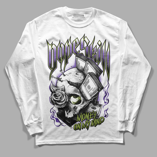 Canyon Purple 4s DopeSkill Long Sleeve T-Shirt Money On My Mind Graphic - White 