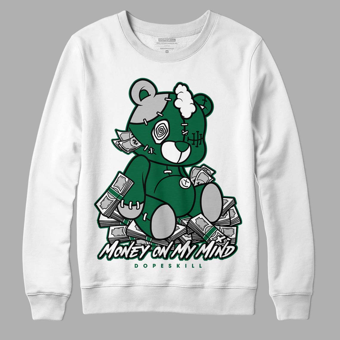 Gorge Green 1s DopeSkill Sweatshirt MOMM Bear Graphic - White 