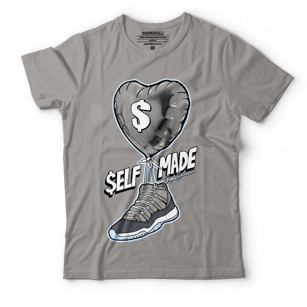 Jordan 11 Cool Grey DopeSkill Grey T-shirt Self Made Graphic, hiphop tees, grey graphic tees, sneakers match shirt